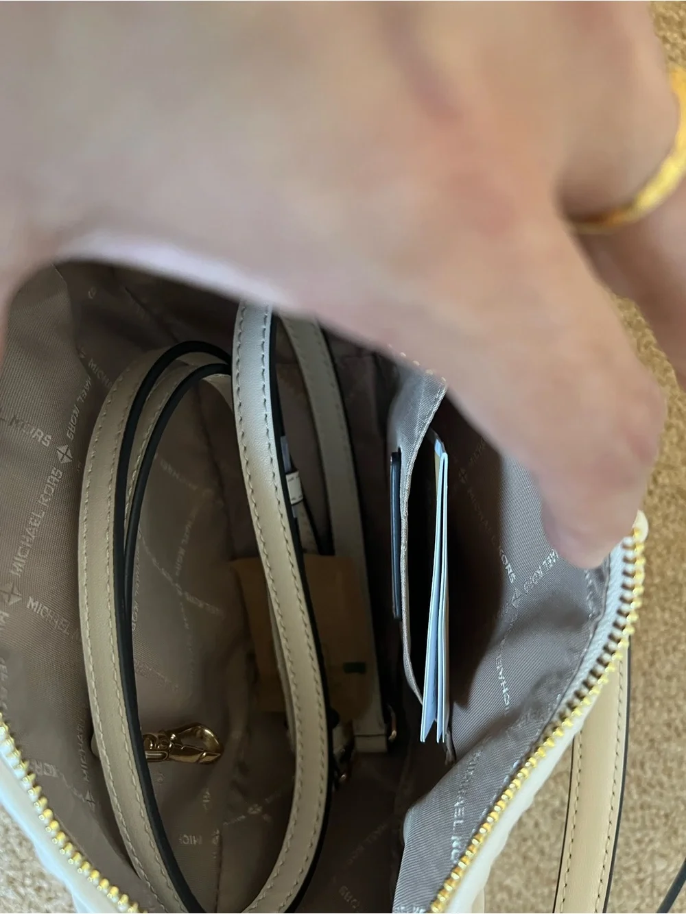 Michael Kors Merritt Matelassé Convertible Crossbody Bag - Light Cream